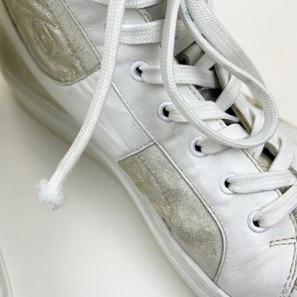 Louis Vuitton High Top Sneakers White and Silver gold Size EU 36 - Picture 7 of 12